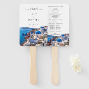Leque Programa de Casamento de Grécias Watercolor Santor