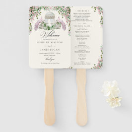 Leque Programa de Casamento de Jardim com Rosa Elegante