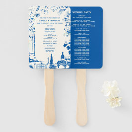 Leque Programa de Casamento de Jardim Europeu Azul Franc
