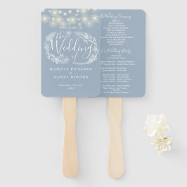 Leque Programa de Casamento de Luzes Azuis Dusty String