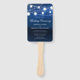 Leque Programa de Casamento de Luzes Azuis e Prateadas