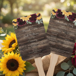 Leque Programa de Casamento de Madeiras Rústicas de Gira