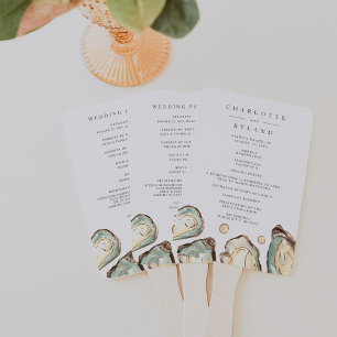 Leque Programa de Casamento de Ostras de Aquarelas Coste