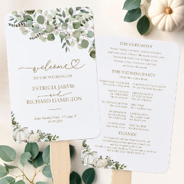 Leque Programa de Casamento de Outono com Abóbora Branca