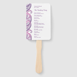 Leque Programa de Casamento de Paisley Púrpura e Rosa