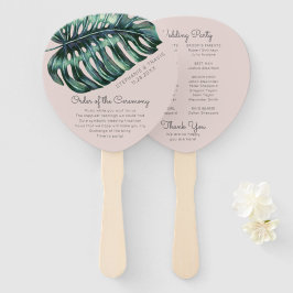 Leque Programa de Casamento de Palm Blush Tropical Leaf