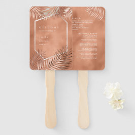 Leque Programa de Casamento de Palma Lush Leaf Terra Cot