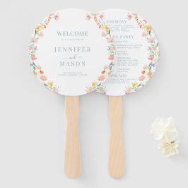 Leque Programa de Casamento de Pastel Meadow Flowers Sel