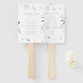 Leque Programa de Casamento de Penas Rosa Suave