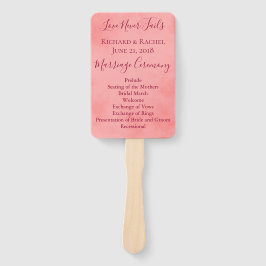 Leque Programa de Casamento de Pergaminho Rosa