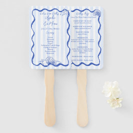 Leque Programa de casamento de praia em ondas azuis