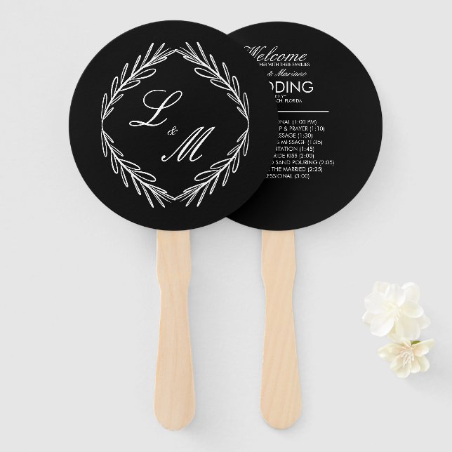 Leque Programa de Casamento de Ramificação de Script Mon (Frente e Verso)