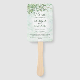 Leque Programa de Casamento de Romance com Vegetação