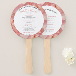 Leque Programa de Casamento de Rosa em Aquarela Rosa Cor