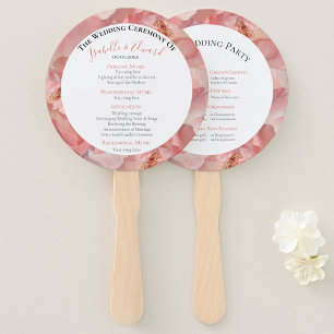 Leque Programa de Casamento de Rosa em Aquarela Rosa Cor