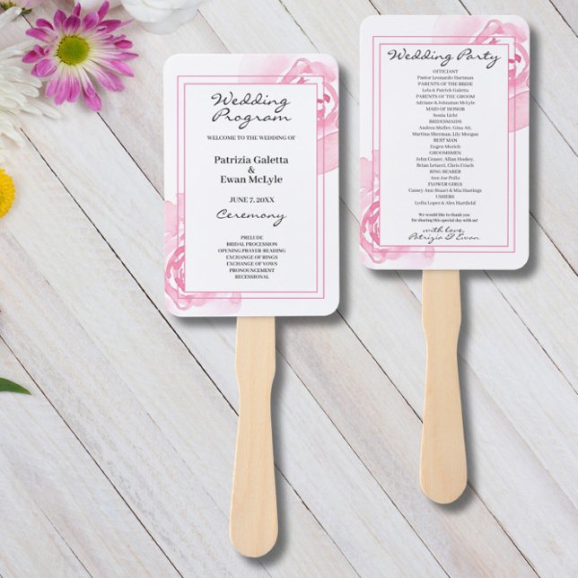 Leque Programa de Casamento de Rosas Rosa Conjunto de Ve (Criador carregado)