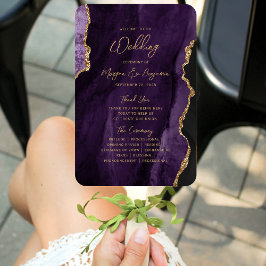 Leque Programa de Casamento de Script Agata Dourado Roxo