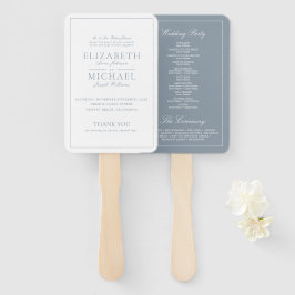 Leque Programa de Casamento de Script Clássico Azul Eleg
