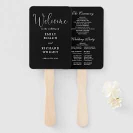Leque Programa de Casamento de Script Moderno Preto e Br
