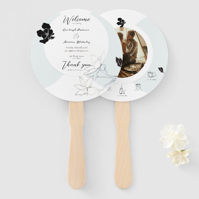 Leque Programa de Casamento de Songbird Magnolias | Conj (Frente e Verso)