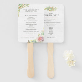Leque Programa de Casamento de Suculentas em Aquarela e 