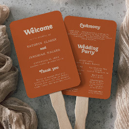 Leque Programa de Casamento de Terracota Simples Formal