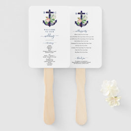 Leque Programa de Casamento de Verão Floral Náutico Ânco