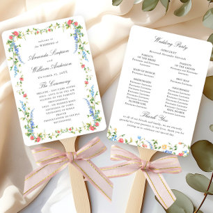 Leque Programa de Casamento de Watercolor Meadow Wildflo