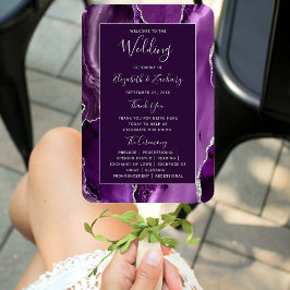 Leque Programa de Casamento Deep Purple Silver Agate Dar