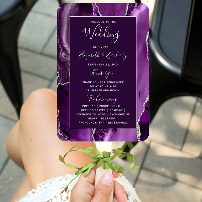 Leque Programa de Casamento Deep Purple Silver Agate Dar (Criador carregado)