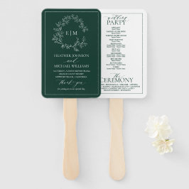 Leque Programa de Casamento do Emerald Green Leafy Crest