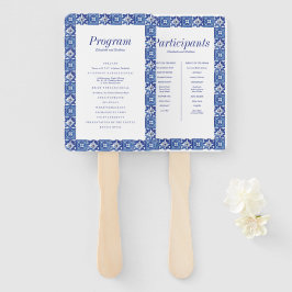 Leque Programa de Casamento do Mediterrâneo Branco Azul 