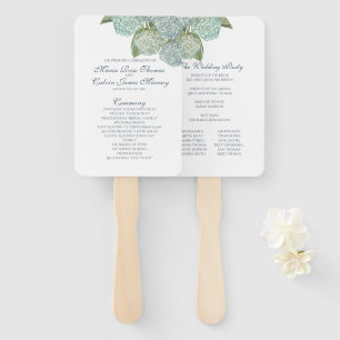 Leque Programa de Casamento do Ventilador Blue Hydrangea