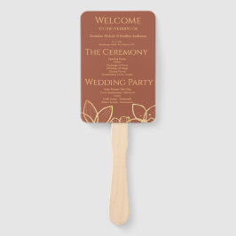 Leque Programa de Casamento Dourado e Cobre