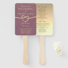 Leque Programa de Casamento Dourado e Roxo