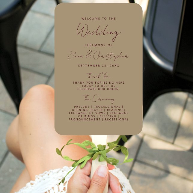 Leque Programa de Casamento Dourado para Escrita Manual  (Criador carregado)