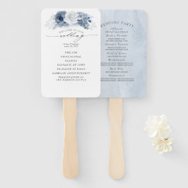 Leque Programa de Casamento Elegante Azul Floral