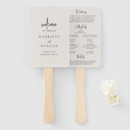 Leque Programa de Casamento Elegante Bege Atemporal