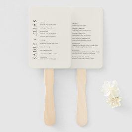Leque Programa de Casamento Elegante Bege Tipografia Mod