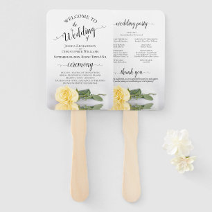 Leque Programa de Casamento Elegante Borboleta Amarela C