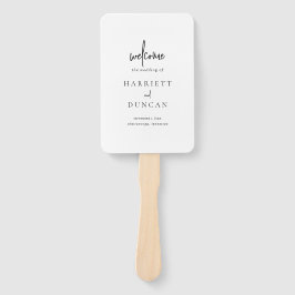 Leque Programa de Casamento Elegante Branco e Negro eter