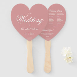 Leque Programa de Casamento Elegante com Coração e Letra