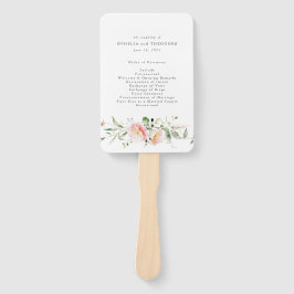 Leque Programa de Casamento Elegante de Aquarela Rosa de