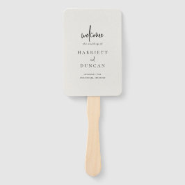 Leque Programa de Casamento Elegante de Beige Neutro do