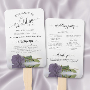 Leque Programa de Casamento Elegante de Rosa Roxo Dusty