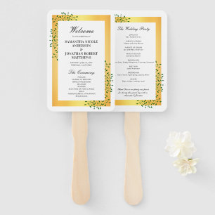 Leque Programa de Casamento Elegante Dourado Emerald Gre