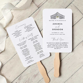 Leque Programa de Casamento Elegante e Minimalista de Ce