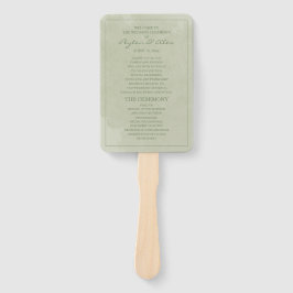 Leque Programa de Casamento Elegante em Aquarela Verde