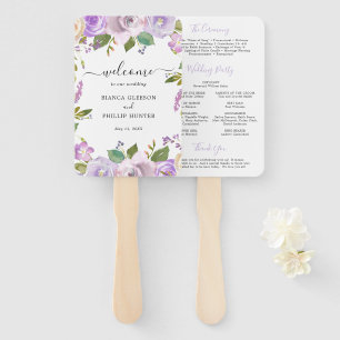Leque Programa de Casamento Elegante Floral de Lilac Wat