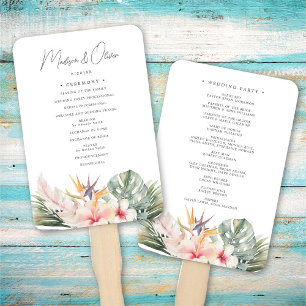 Leque Programa de Casamento Elegante Floral Tropical Bot